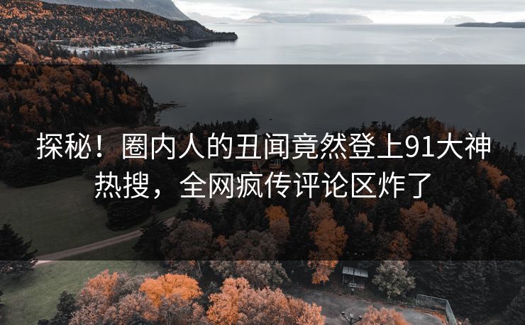 探秘！圈内人的丑闻竟然登上91大神热搜，全网疯传评论区炸了