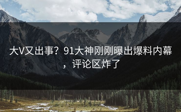 大V又出事?91大神刚刚曝出爆料内幕,评论区炸了