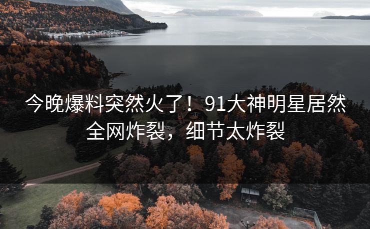 今晚爆料突然火了！91大神明星居然全网炸裂，细节太炸裂
