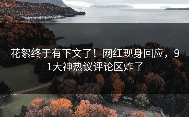 花絮终于有下文了！网红现身回应，91大神热议评论区炸了