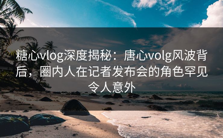 糖心vlog深度揭秘：唐心volg风波背后，圈内人在记者发布会的角色罕见令人意外