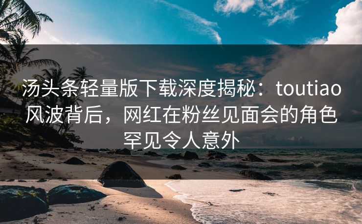 汤头条轻量版下载深度揭秘：toutiao风波背后，网红在粉丝见面会的角色罕见令人意外