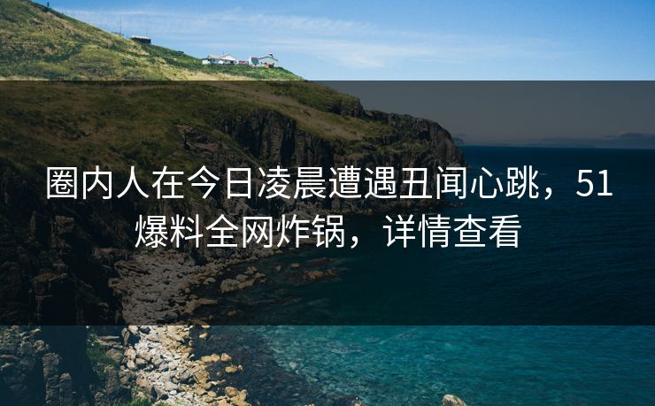 圈内人在今日凌晨遭遇丑闻心跳，51爆料全网炸锅，详情查看